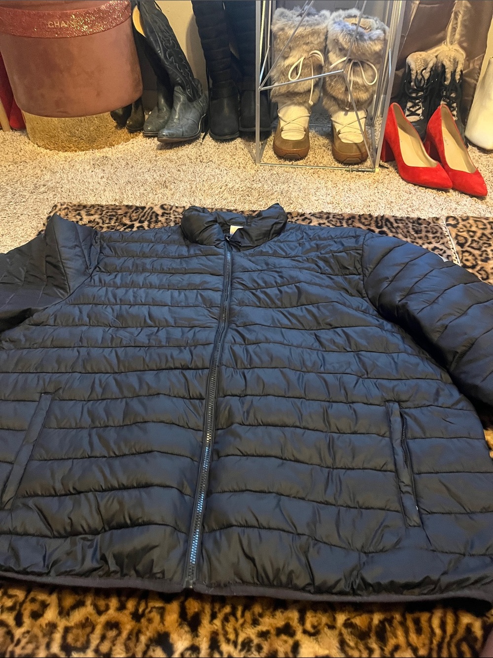 Ozark Trail Black Quilted Men's Puffer Jacket